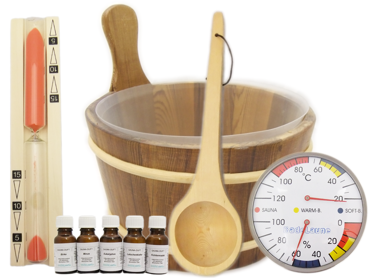 Sauna Accessories Set Spa Basket Bucket Dipper Sand Clock Oil 10 Piece ...
