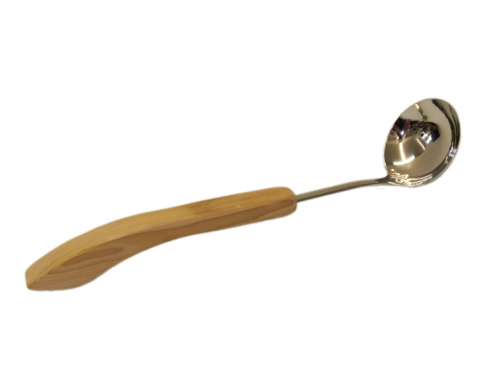 Curved stainless steel ladle