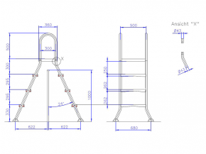 Stainless steel pool ladder for free-standing pools - 1,50/1,50m 5/5