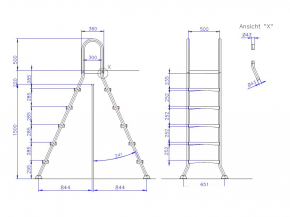 Stainless steel pool ladder for free-standing pools - 1,20/1,20m 4/4