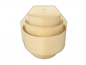 Wooden lamp shade including small