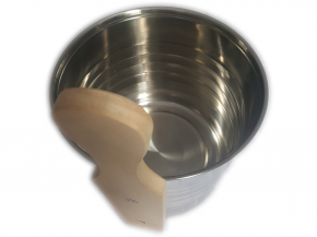 Wooden bucket and ladle Stainless steel with wooden grip