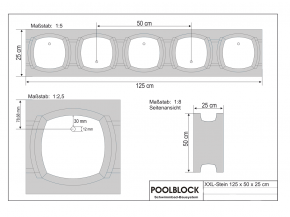 Styroporstein Pool - Poolblock XXL PS30 - 1,50m tief 3,00x5,50m