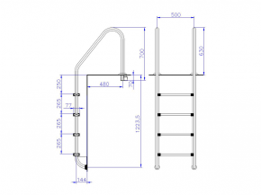 Edelstahl Poolleiter mit weiter Ausladung - 4 stufig