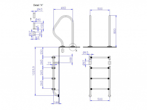 Stainless steel pool ladder split design - 4 steps