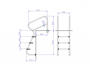 Stainless steel swimming pool steps with VA Comfort double step - 3 steps